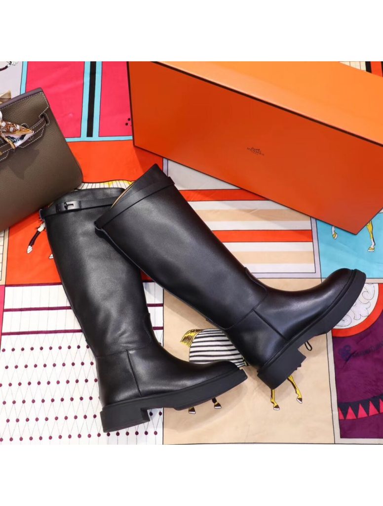 Hermes Variation Boots In Black Calfskin